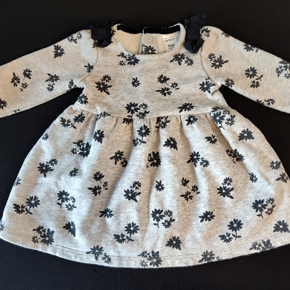 Carter's Gray Floral Long Sleeve Dress